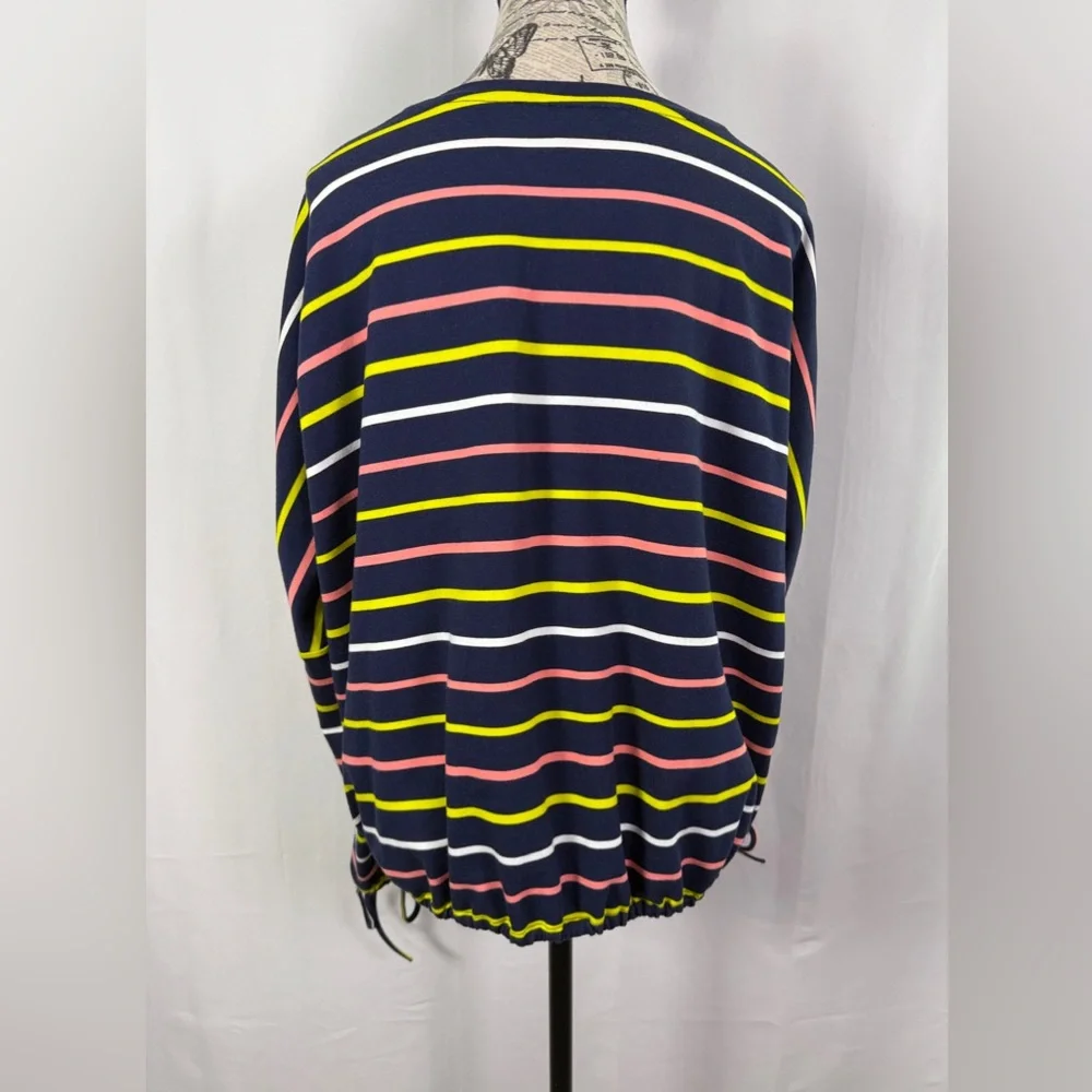 Project RUNWAY Multicolor Striped Blouse| Drawstring Sleeves| Bubble Hem Size M - Picture 5 of 11